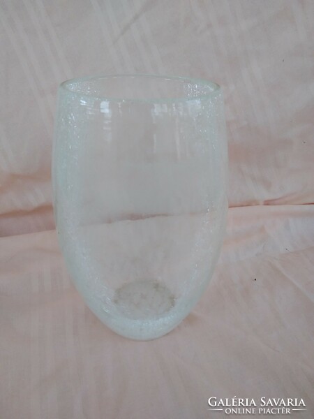 Colorless framed veil glass vase, 20 cm high
