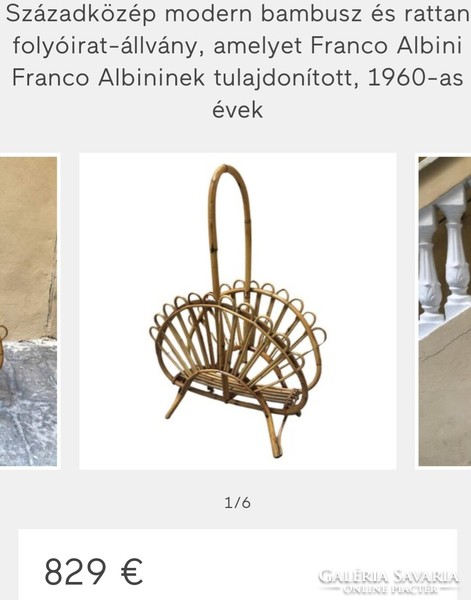 Franco Albini bambusz  újságtartó, vintage ALKUDHATÓ design