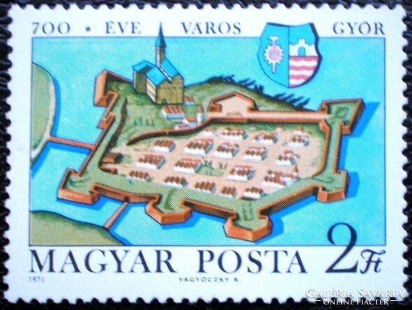 S2682 / 1971 City of Győr 700-year-old stamp postal clerk