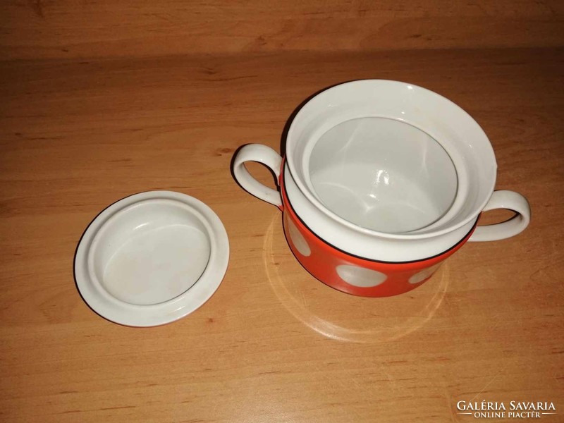 Russian porcelain polka dot sugar bowl (b)