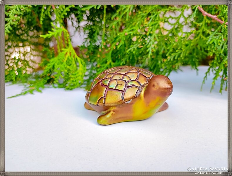 Zsolnay rare collector's eosin shrink glazed turtle tortoise