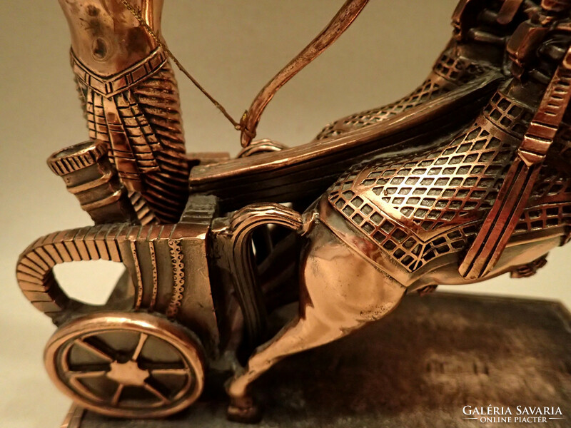 Vintage Horse Rider Chariot Bow Archer Copper Bronze Metal Plating Bronzed Resin Plaster Figure Statue