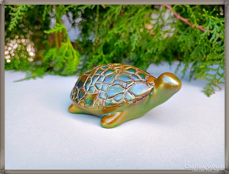 Zsolnay's rare eosin shrunk glazed tortoise