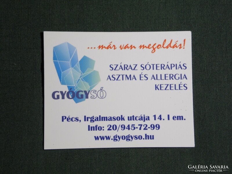 Kártyanaptár,kis méret, Gyógysó só terápiás kezelés üzlet, Pécs, 2010,  (6)
