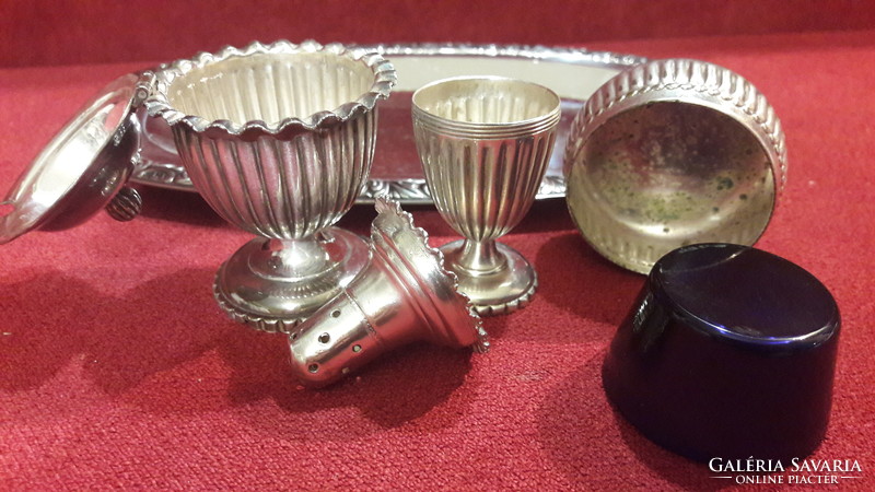 Silver-plated spicy set on tray