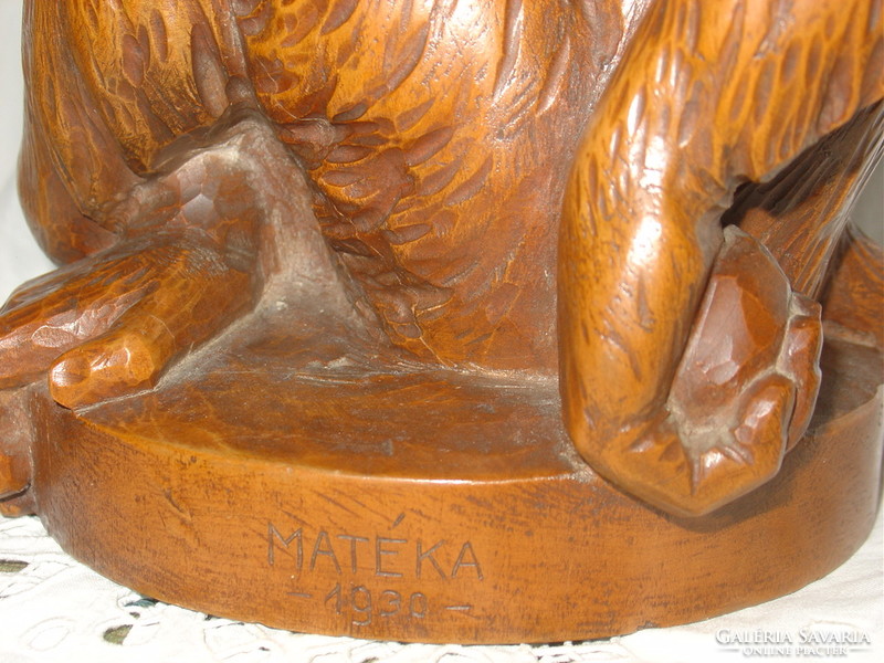Sándor Matéka (1890-1971): monkey wood sculpture 25 cm 1930