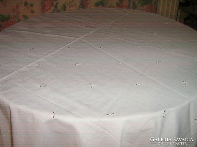 Beautiful filigree white Madeira tablecloth