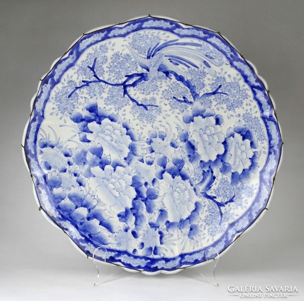 1P823 antique oriental large bird stoneware bowl wall plate 46.5 Cm