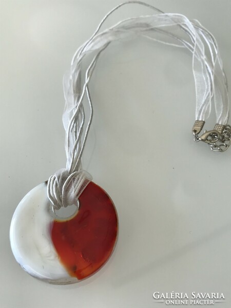 Necklaces with Murano glass medallions on white cord, 50 cm long