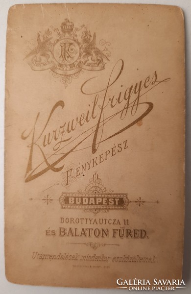 Antik vizitkártya (CdV) fotó, Elegáns Úr bajússzal, Kurzweil Frigyes, 1870-es évek