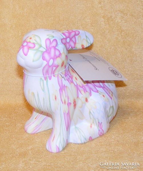 Floral ceramic bunny figure Easter decoration