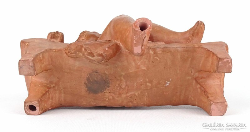 1Q528 roza pató (1934-2018) : terracotta female nude statue 22.5 Cm