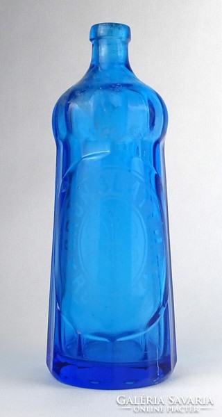 1P783 Antik Grünblatt - Ruttka gyűjtői kék szódásüveg 23.5 cm
