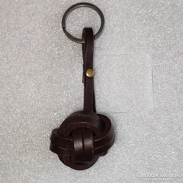 Brown Leather Lucky Knot Keychain
