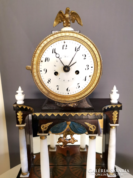 Beautiful half-baked empire table clock, approx. 1820