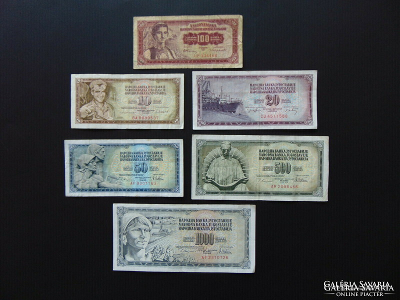 Lot of 6 dinar banknotes of Yugoslavia!