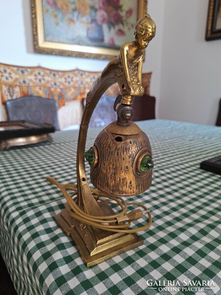 Antique Viennese Art Nouveau copper table lamp