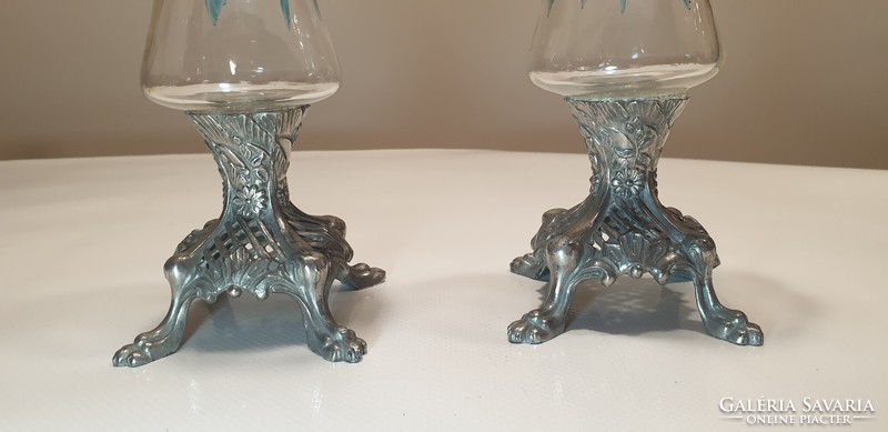 Art Nouveau silver-plated flower vases (2 pcs.)