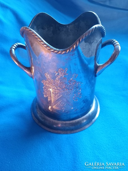 Old silvered coat of arms French ? Wine cooler champagne bucket