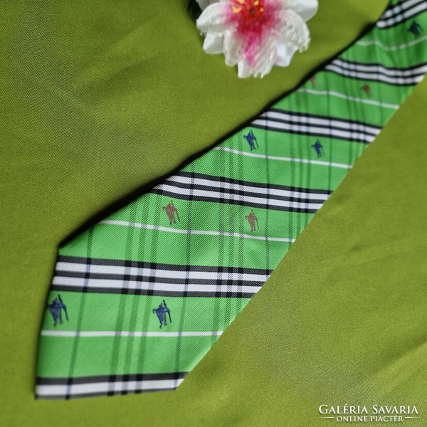 ESKÜVŐ NYK78 - Zöld alapon kockás - selyem nyakkendő