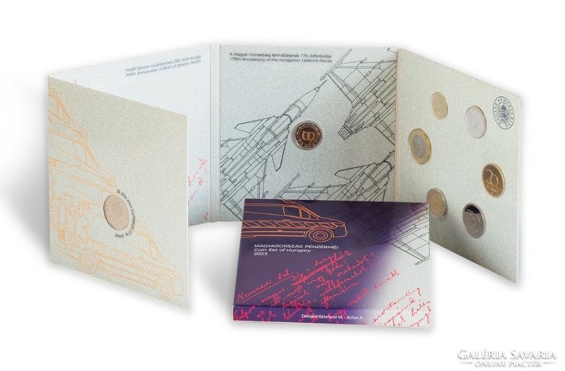 Traffic line 2023 in decorative packaging with commemorative coin Petőfi s. HUF 200 national defense HUF 100 national defense HUF 50