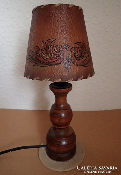 Vintage wooden base table mood lamp parchment leather shade lamp shade lamp shade mood lamp