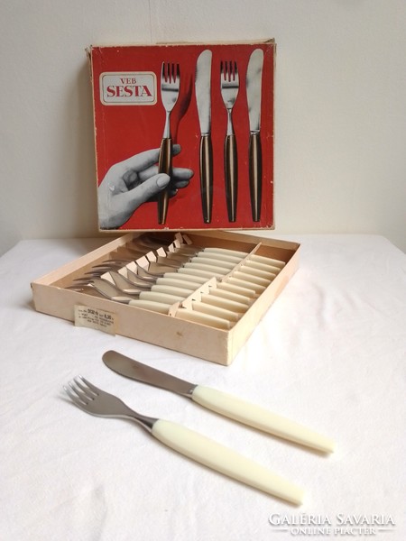 Retro German ndk veb sesta 200 stainless steel vinyl cutlery set unused