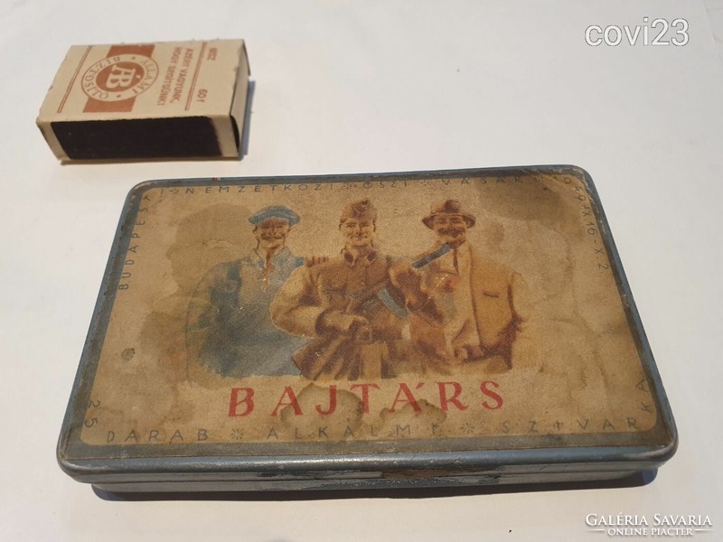Retro antique comrade cigarette cigar tin box from 1949 tobacco