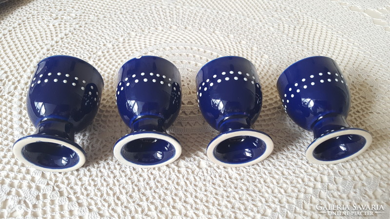 4 Pcs. Blue and white polka dot porcelain egg holder