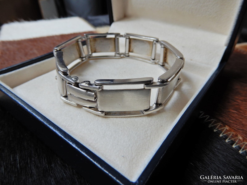 Old Italian men's silver bracelet with double clasp