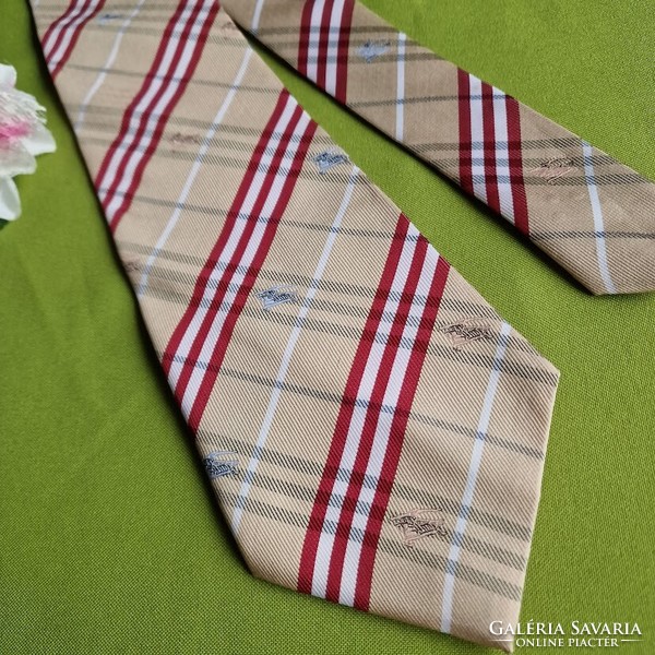 ESKÜVŐ NYK76 - Bézs alapon kockás - selyem nyakkendő