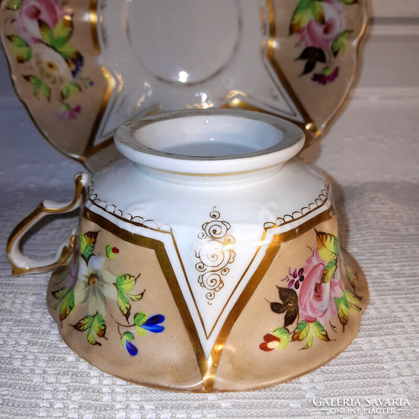P&s portheim&sons 1847-1872 hand-painted Viennese rose porcelain teacup and plate - art&decoration