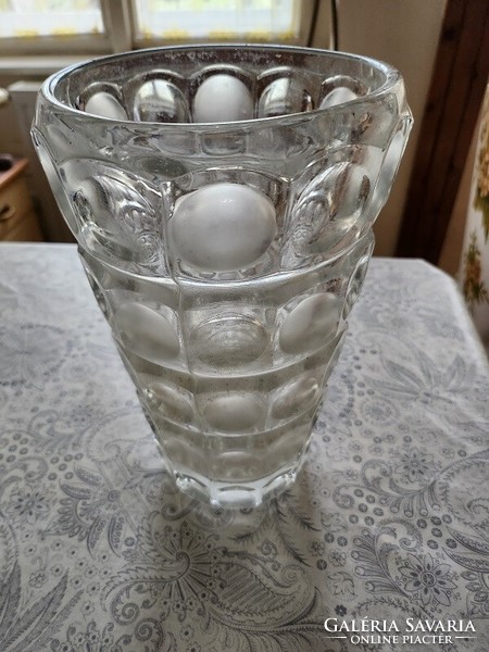 Glass vase with a polka dot pattern