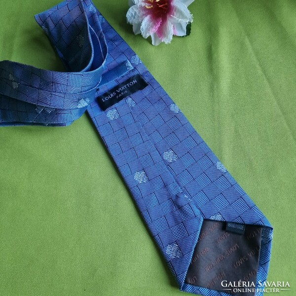 ESKÜVŐ NYK65 - KÉK kockás - selyem nyakkendő
