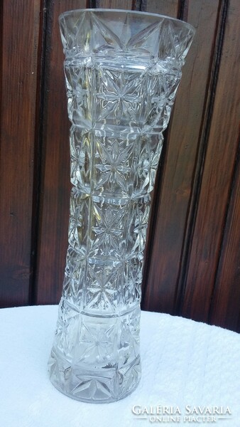 Retro glass vase, patterned, made of thick glass, large size, 28 cm