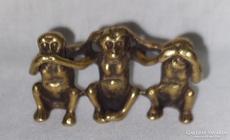 Miniature solid brass three monkeys