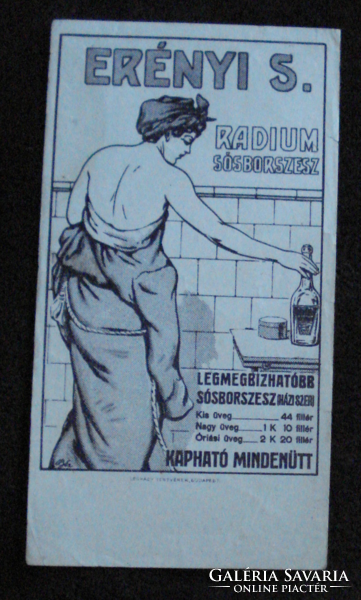 Erényi S. Radium sósborszesz Bér Dezső grafika számolócédula kb. 20-as évek