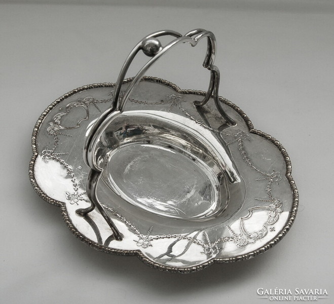 Antique silver-plated serving bowl with handles