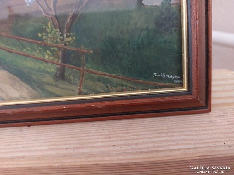 (K) Szép szignózott alpesi festmény 42x30 cm kerettel