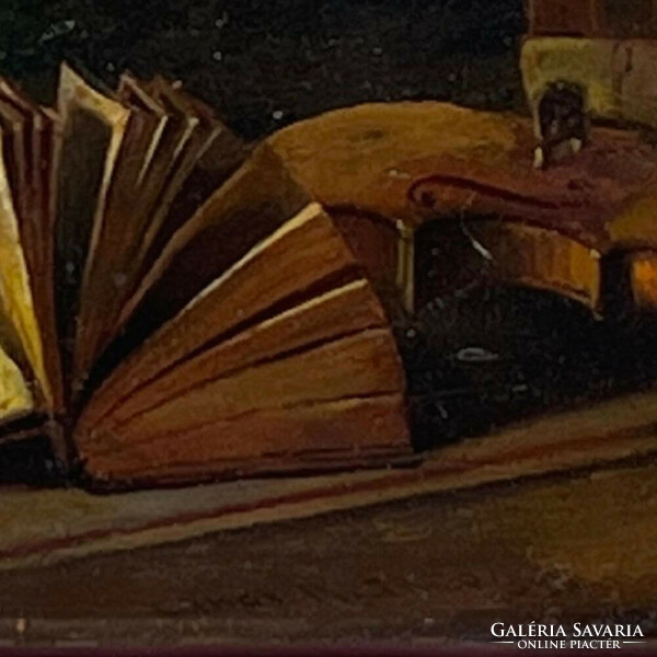 Lakos Alfréd: Asztali csendélet könyvekkel F608