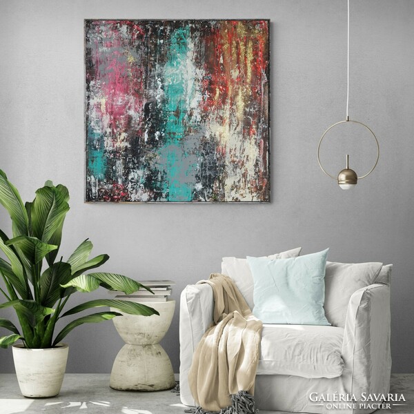 Andrea elek - moments - abstract painting - 80x80 cm