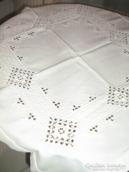 Beautiful embroidered azure woven tablecloth