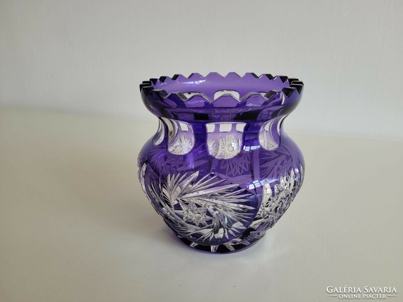 Old lead crystal purple crystal vase 13 cm
