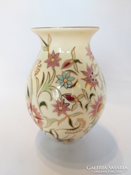 Zsolnay blue flower pattern medium vase. In new condition! (No.: 24/245.)