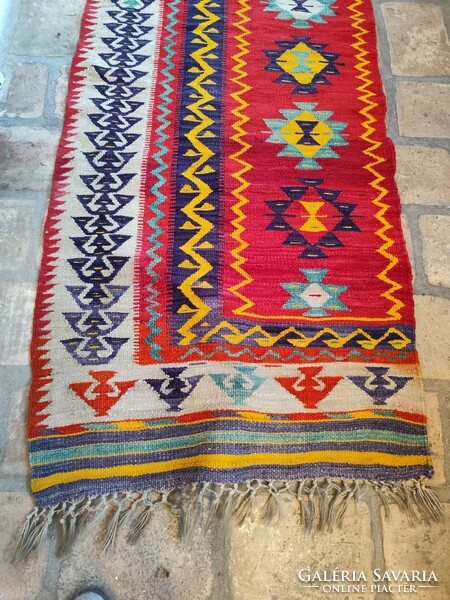 Vintage wool kilim tapestry