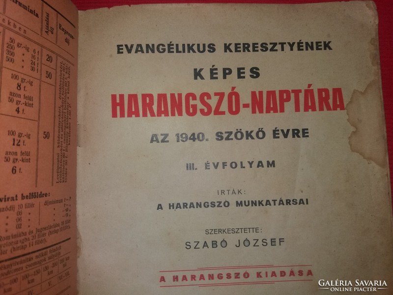 1939. Evangelical Christians chime calendar book for the leap year 1940 according to the pictures