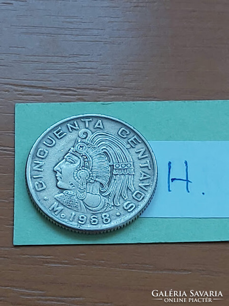 Mexico mexico 50 centavos 1968 copper-nickel #h