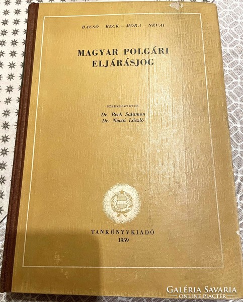Bacsó-beck-móra-néva Hungarian civil procedure law, 1959, Antikvár legal specialist book