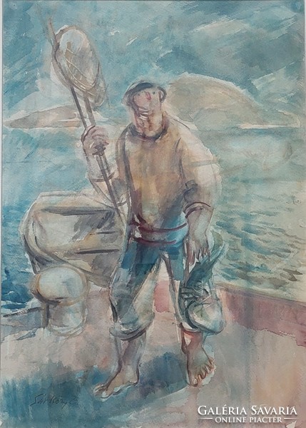 Zoltán Sárközy: fisherman (68 x 48 cm)