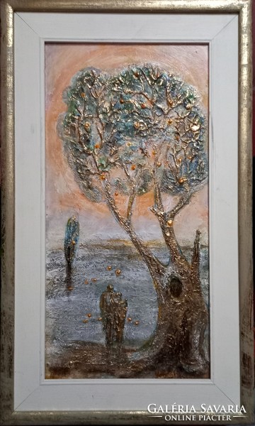 In manna rain. 61X37cm picture, from an award-winning artist. There is a certificate and an invoice. Zsófia Károlyfi/1952